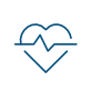 Heart with heartbeat icon on black background, symbolizing life and vitality.